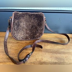 PATRICIA NASH laser cut Sherpa Collection La Cruz Saddle Bag Chocolate